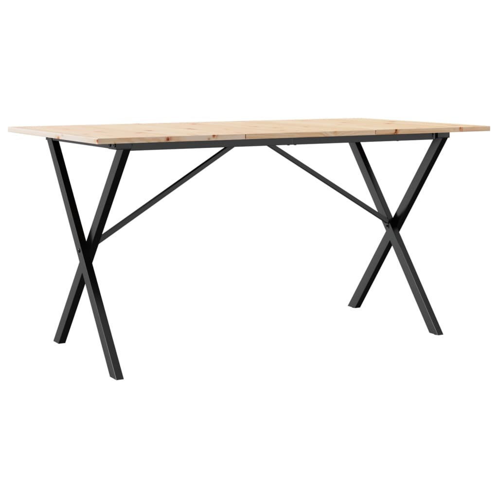 Mesa De Comedor Marco X Madera Maciza Pino Y Acero 140x80x75cm_4