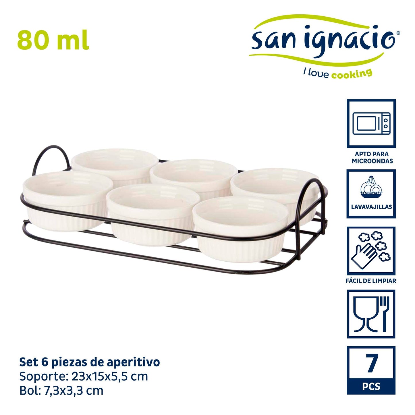 Set 6 Pzs Aperitivo Con Soporte Porcelan Colección Vessia_1