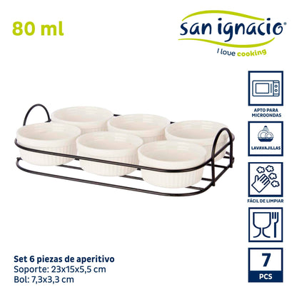 Set 6 Pzs Aperitivo Con Soporte Porcelan Colección Vessia_1