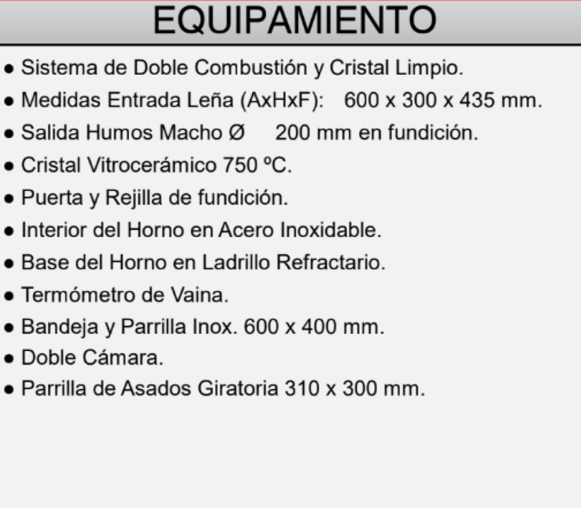 BRICOSOL Horno de leña para encastrar con bandeja de 60 cm FM MODELO HLI-200 Interior Vermiculita_1