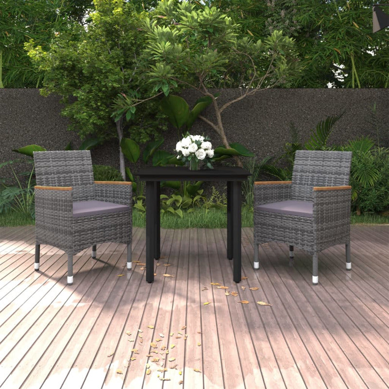Vidaxl Set Comedor De Jardín 3 Pzas Y Cojines Ratán Sintético Y Vidrio_1