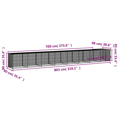 Vidaxl Gallinero Con Techo Acero Galvanizado Antracita 803x98x90 Cm_2