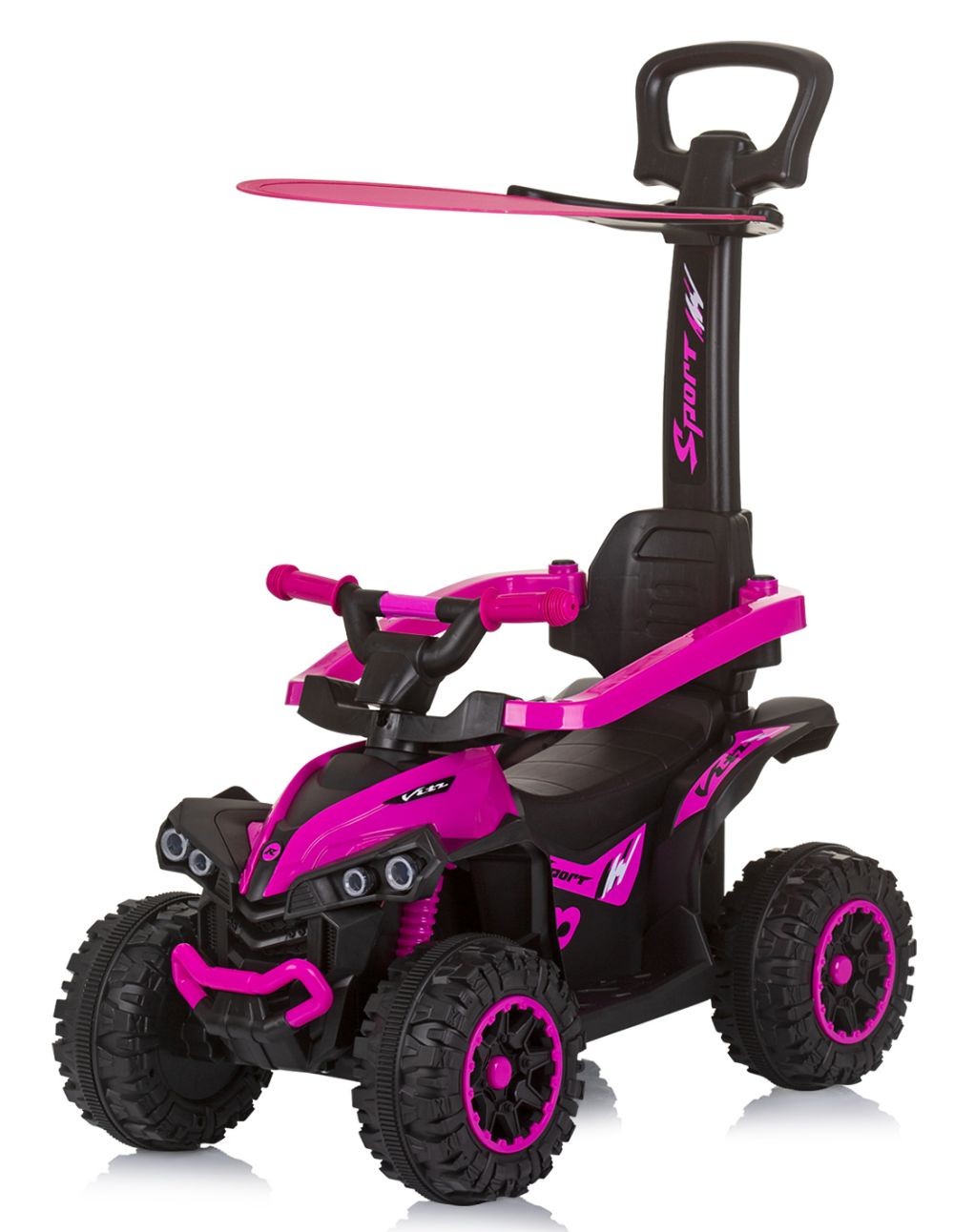 Correpasillos Atv Con Mango Parental Y Capota Pink_0