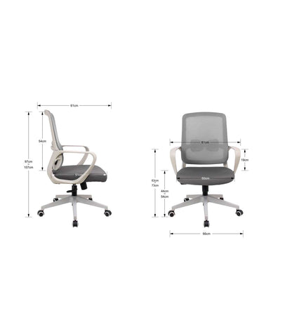 Silla Despacho Giratoria Elevable Acabado Gris/blanco, 66m(ancho) 97/105cm(altura) 61cm(fo_3