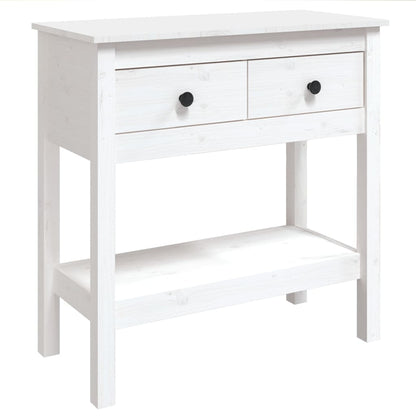 Mesa Consola De Madera Maciza De Pino Blanco 75x35x75 Cm_0