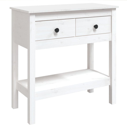 Mesa Consola De Madera Maciza De Pino Blanco 75x35x75 Cm_0
