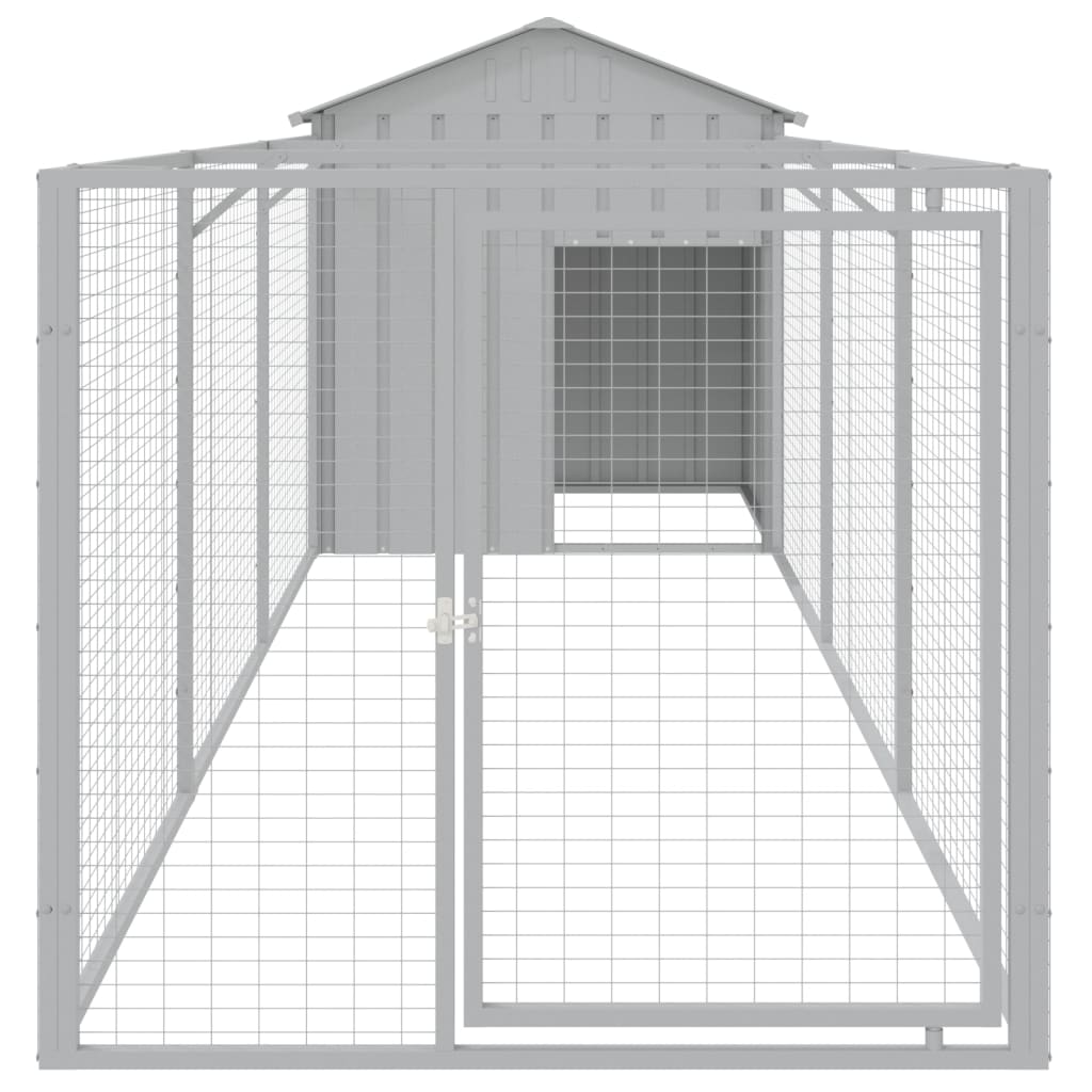 Caseta Perros Tejado Acero Galvanizado Gris Claro 117x405x123cm_2