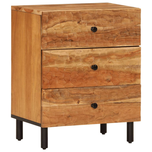 Mesita De Noche Madera Maciza De Acacia 50x33x60 Cm_0