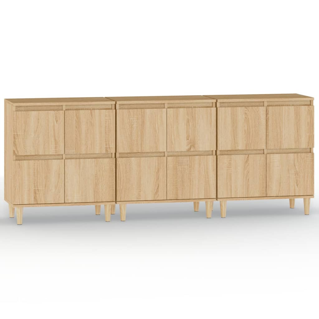 Aparadores 3 Uds Madera Contrachapada Roble Sonoma 60x35x70 Cm_1