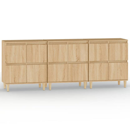 Aparadores 3 Uds Madera Contrachapada Roble Sonoma 60x35x70 Cm_1