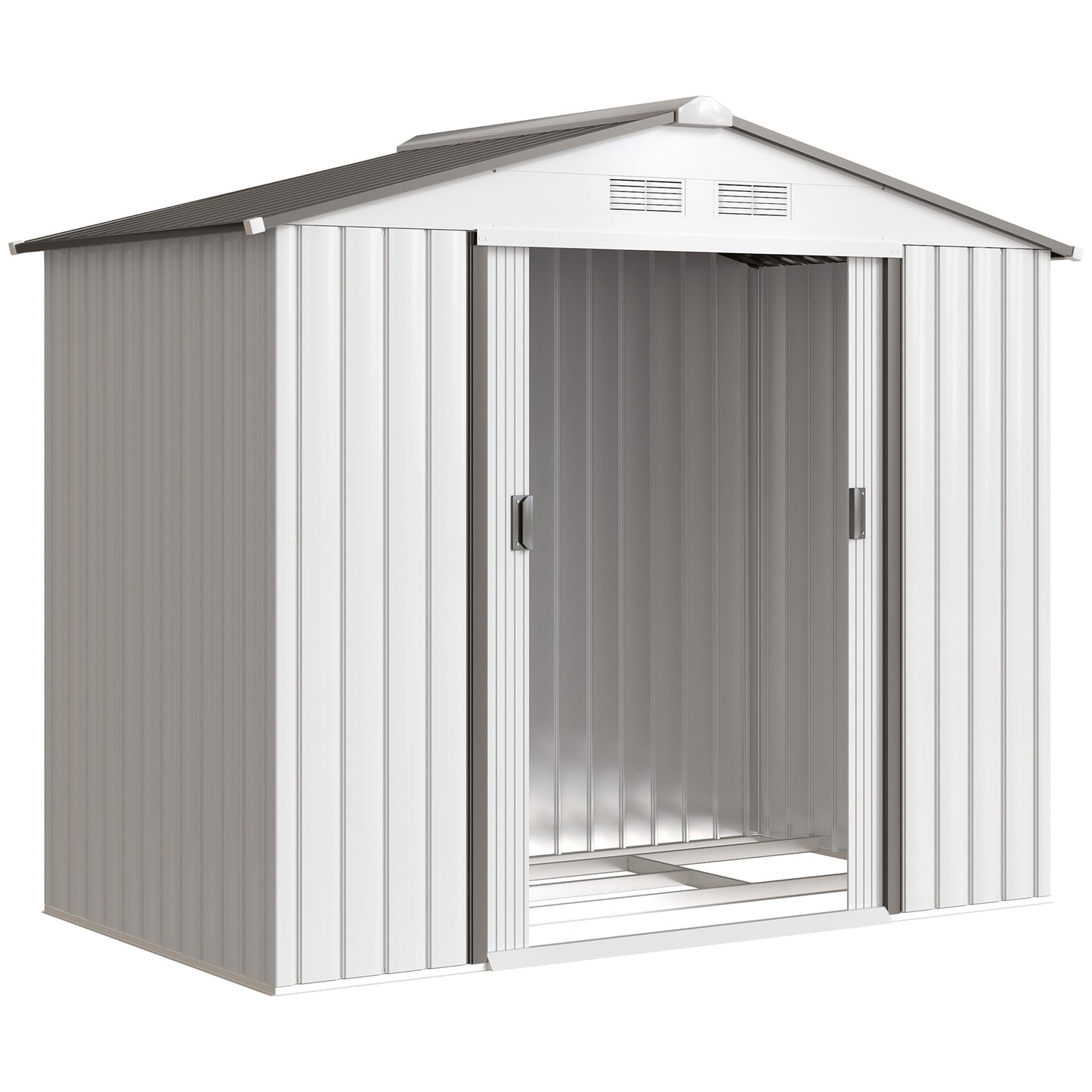 Outsunny Caseta De Jardín 213x130x185 Cm Con 2 Puertas Correderas Y 4 Ventanas_0