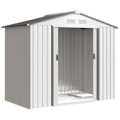 Outsunny Caseta De Jardín 213x130x185 Cm Con 2 Puertas Correderas Y 4 Ventanas_0