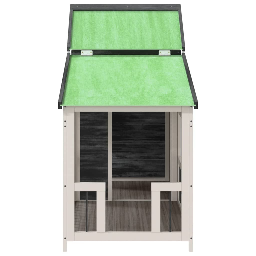 Caseta Para Perros Madera Maciza De Pino Gris 143x60,5x109 Cm_3