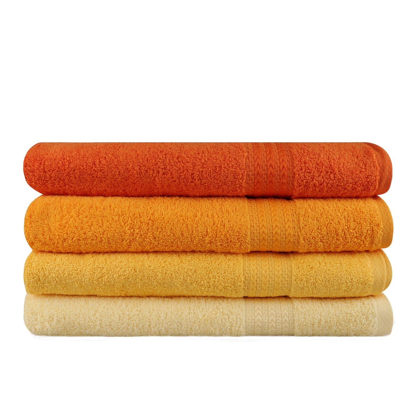 Juego De Toallas De Baño (4 Piezas) Amarillo Claro, Amarillo, Naranja Pálida Y Naranja_1