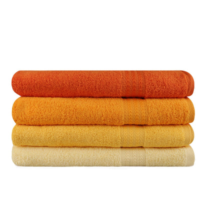 Juego De Toallas De Baño (4 Piezas) Amarillo Claro, Amarillo, Naranja Pálida Y Naranja_1