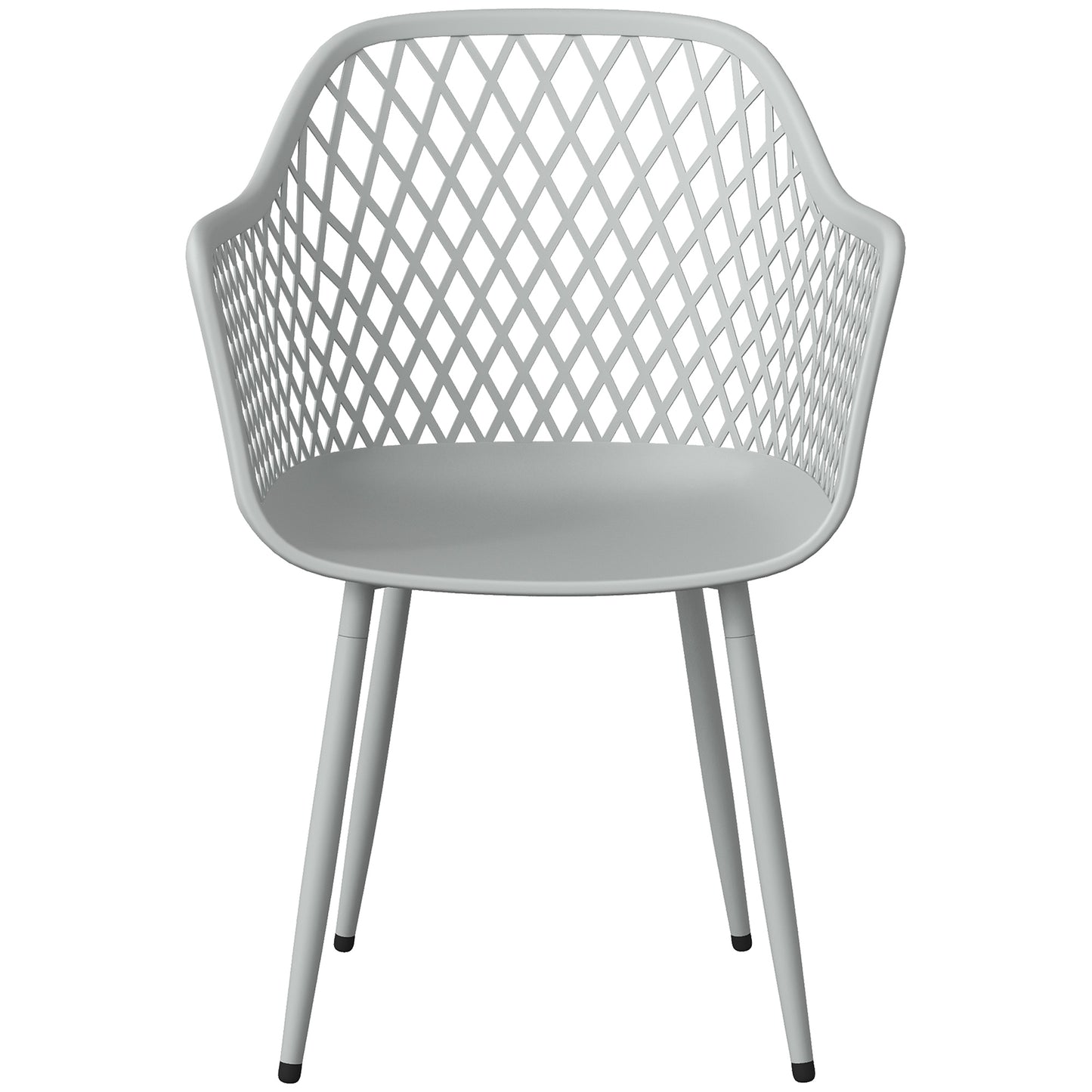 Outsunny Juego De 4 Sillas De Jardín Exterior De Pp Respaldo Diamante Gris_3