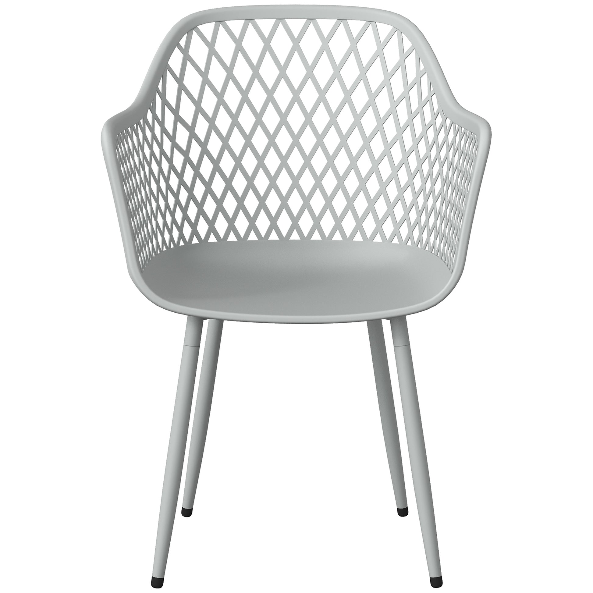 Outsunny Juego De 4 Sillas De Jardín Exterior De Pp Respaldo Diamante Gris_3