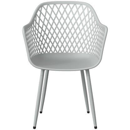 Outsunny Juego De 4 Sillas De Jardín Exterior De Pp Respaldo Diamante Gris_3