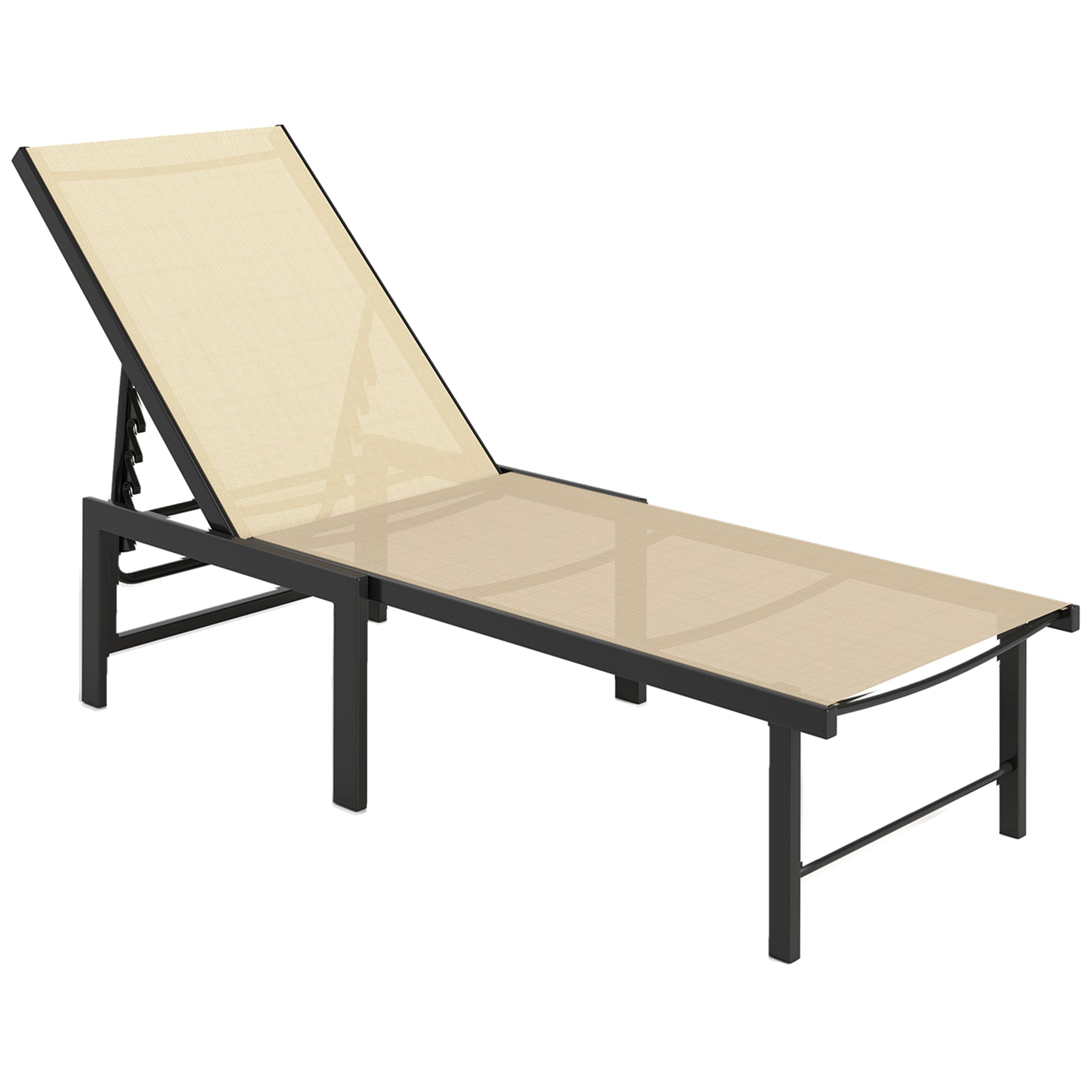 Outsunny Tumbona Jardín Exterior Con Respaldo Ajustable 166x60x84 Cm Caqui_0