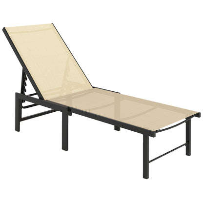 Outsunny Tumbona Jardín Exterior Con Respaldo Ajustable 166x60x84 Cm Caqui_0