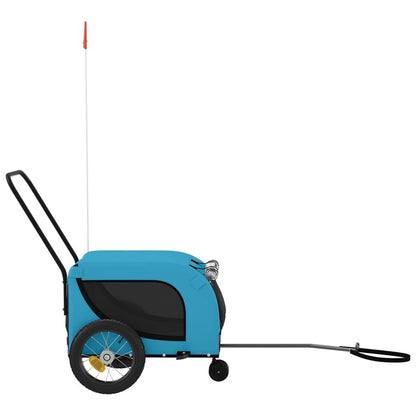Vidaxl Remolque De Bicicleta Mascotas Hierro Tela Oxford Azul Negro_4