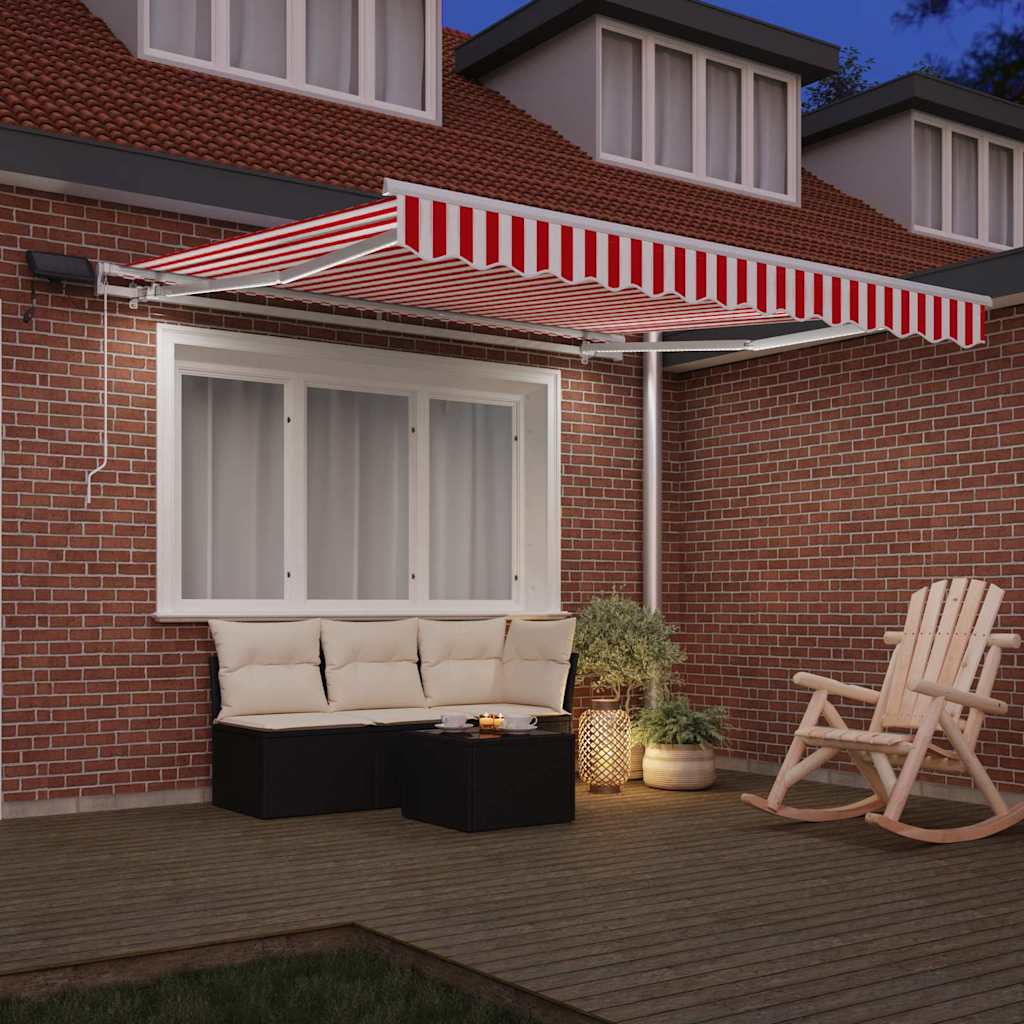 Toldo Retráctil Rojo Y Blanco 300 X 250 Cm Tela Y Aluminio_2