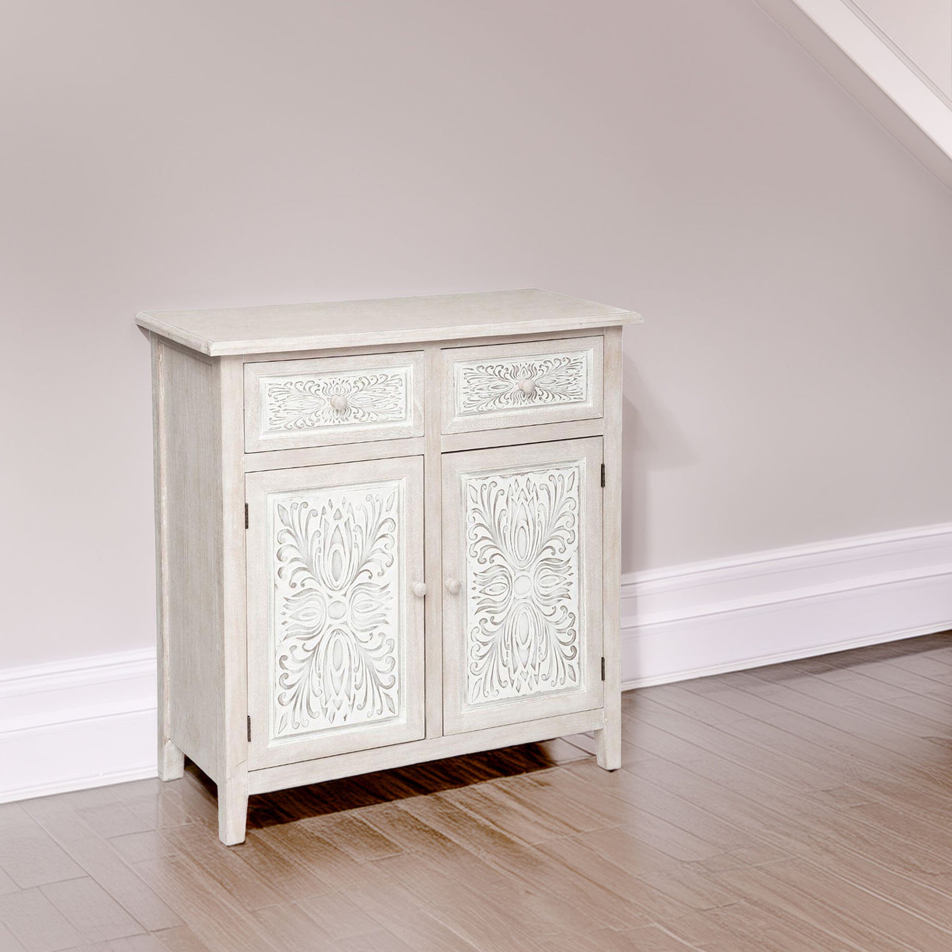 Wellhome Aparador 2 Puertas Práctico Madera Blanca