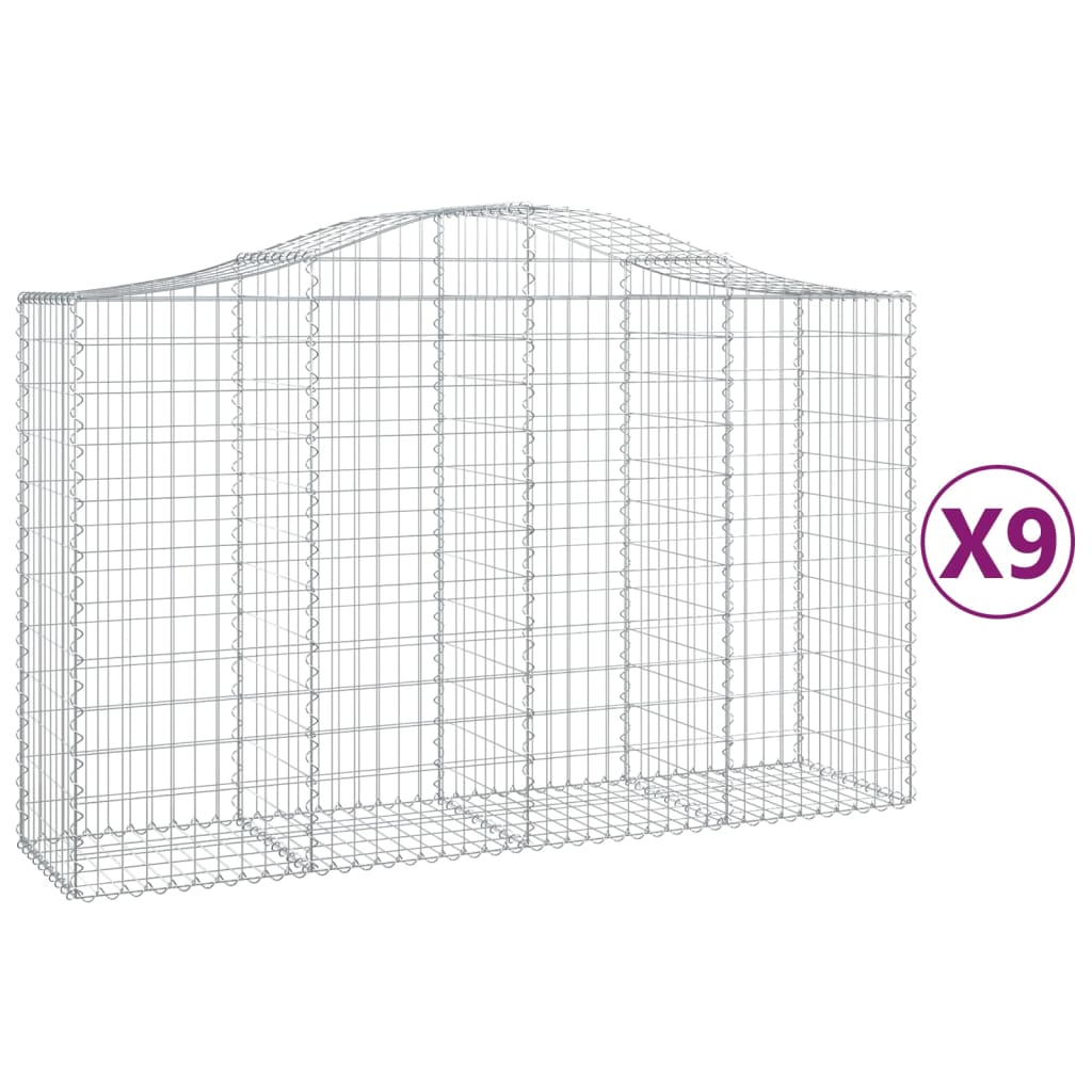 Cestas De Gaviones 9 Uds Forma De Arco Hierro 200x50x120/140 Cm_0