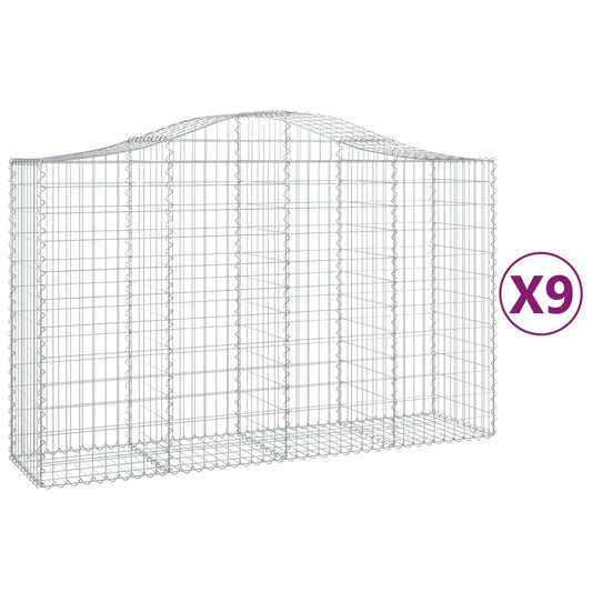 Cestas De Gaviones 9 Uds Forma De Arco Hierro 200x50x120/140 Cm_0