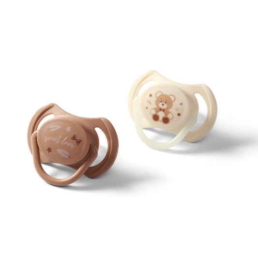 Chupetes Tetina Simétrica De Silicona 0-6 Meses Beige Babyono_0