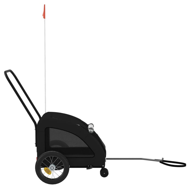 Vidaxl Remolque De Bicicleta Mascotas Hierro Tela Oxford Negro_5