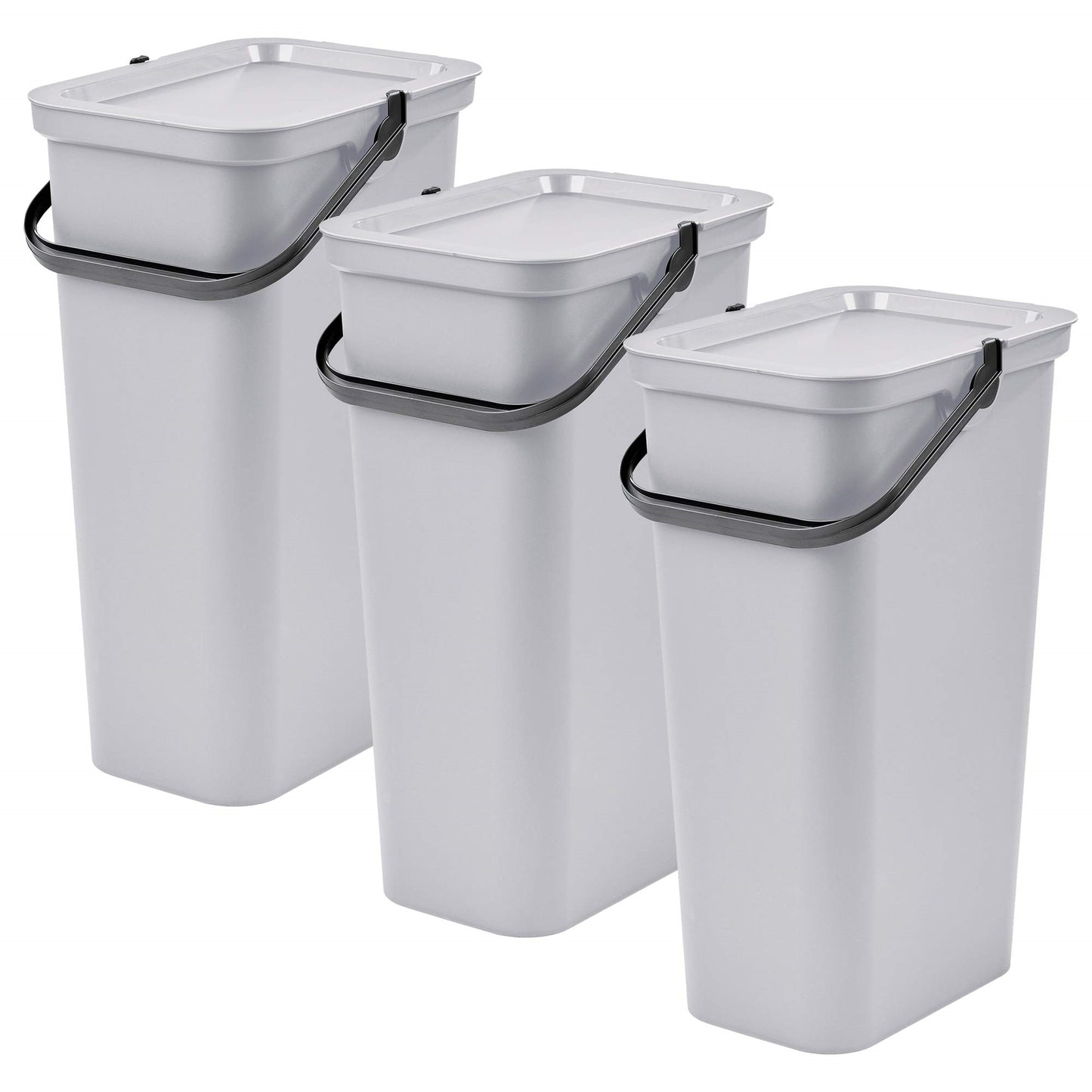 Set De 3 Papeleras moda 40l Blanco Con Asa_0