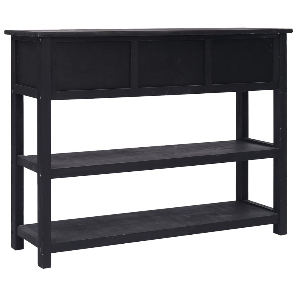 Aparador De Madera Maciza De Paulownia Negro 108x30x76 Cm_3