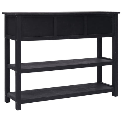 Aparador De Madera Maciza De Paulownia Negro 108x30x76 Cm_3