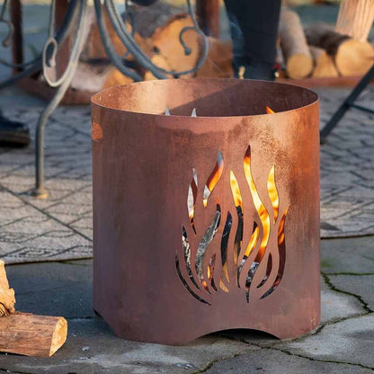 Redfire Chimenea De Jardín Hecha A Mano Kiruna Acero Color Óxido_1
