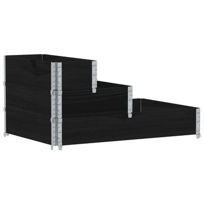 Arriate Elevado De 3 Niveles Madera Maciza Pino Negro 120x80 Cm_0