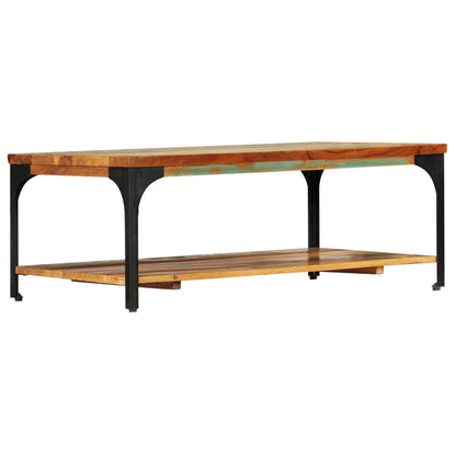 Mesa De Centro Con Estante Madera Maciza Reciclada 100x60x35 Cm_1