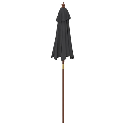 Sombrilla De Jardín Con Poste De Madera Negro 196x231 Cm_3
