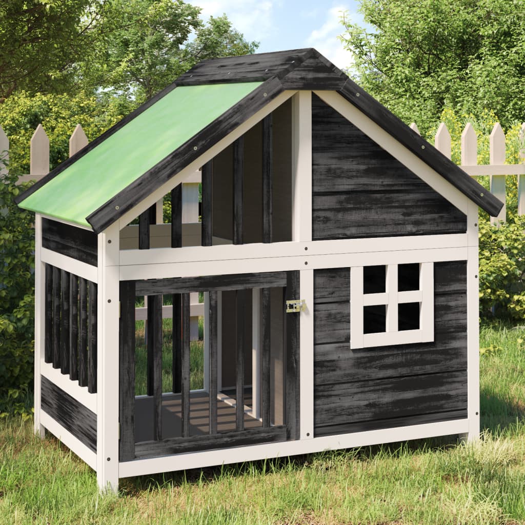 Caseta Para Perros Madera Maciza De Pino Gris 96x60,5x87 Cm_1