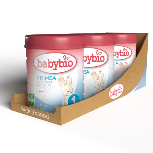 Pack 3 uds Leche Iniciación bebés Primea 1 (de 0 a 6 meses) Ecológica Babybio 800 g