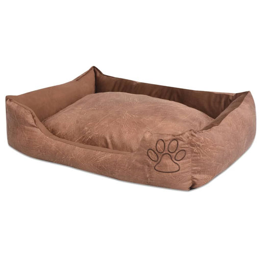 Vidaxl Cama Para Perro Con Cojín Pu Cuero Artificial Talla S Beige_0