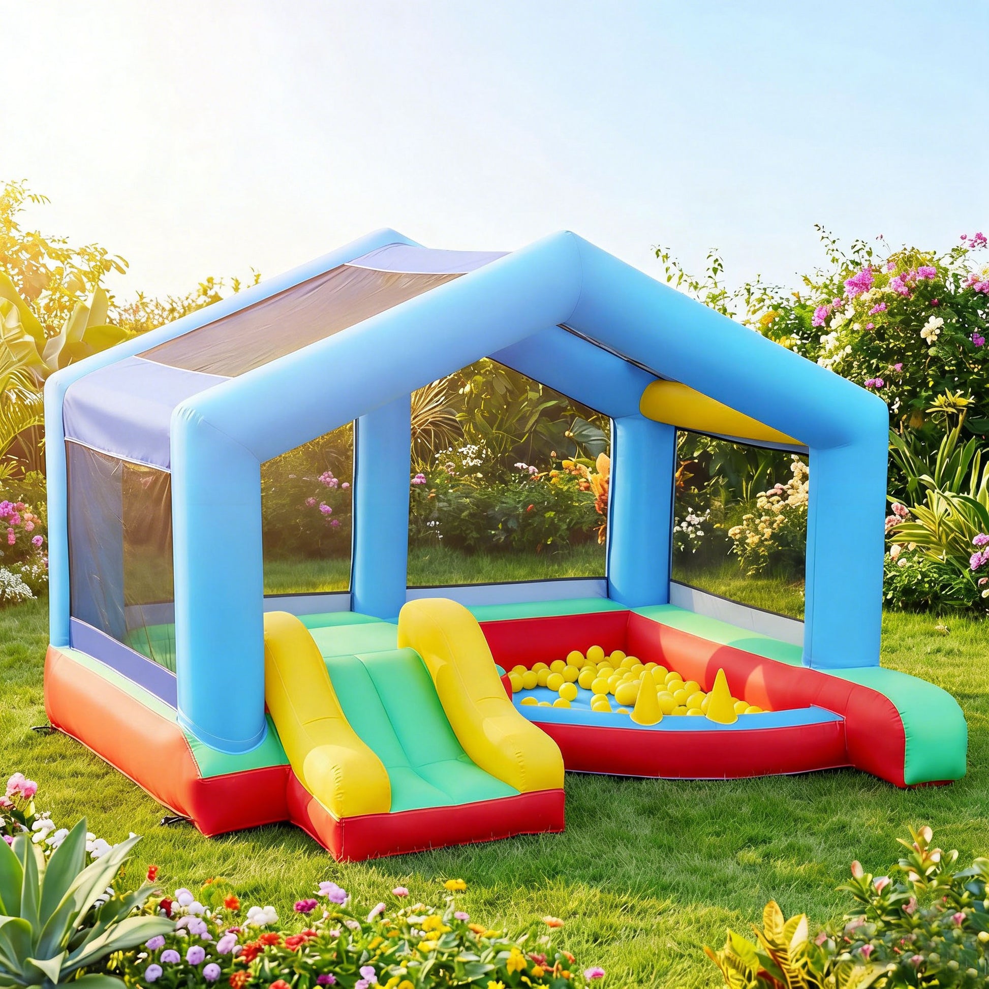 Aiyaplay Castillo Hinchable Para Niños Con Soplador Tobogán Cama Elástica_4