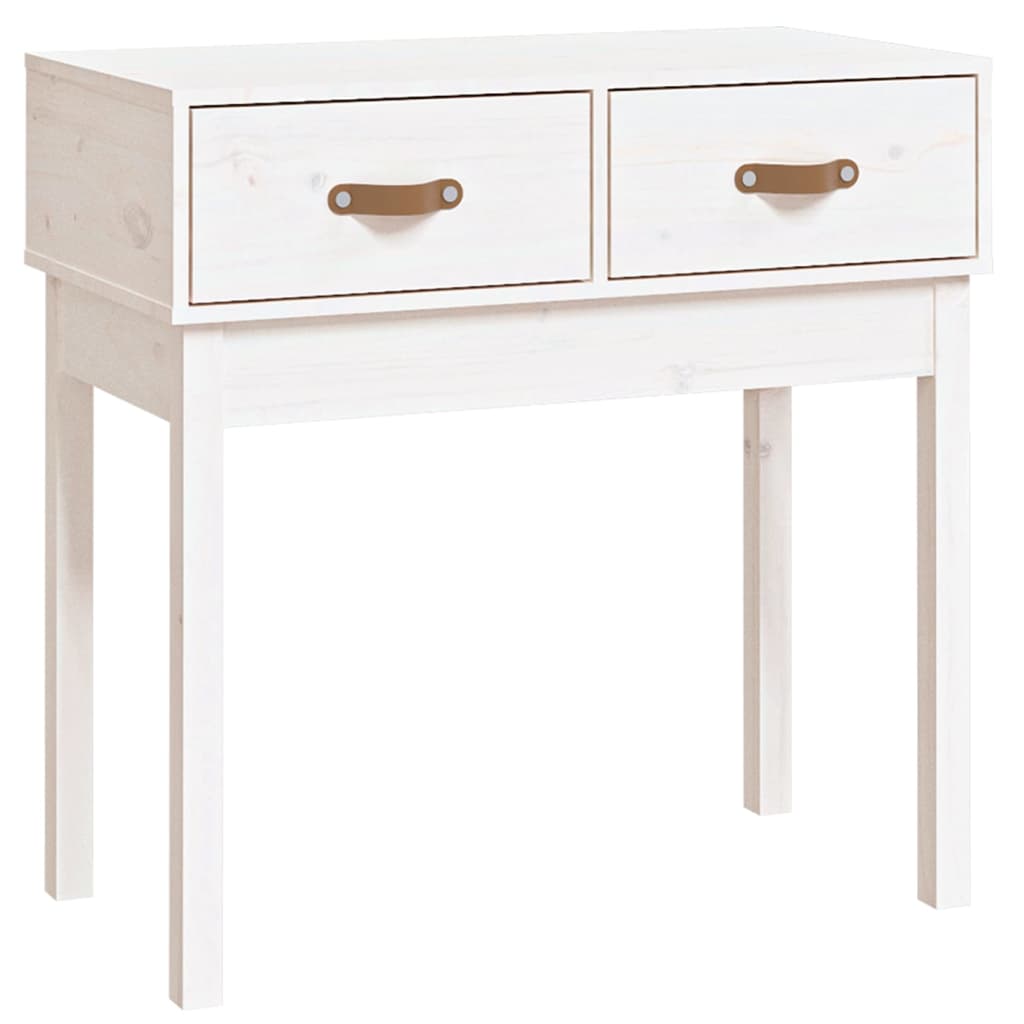 Mesa Consola De Madera Maciza De Pino Blanco 76,5x40x75 Cm_0