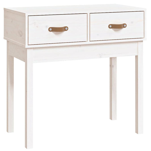 Mesa Consola De Madera Maciza De Pino Blanco 76,5x40x75 Cm_0