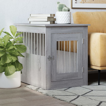 Jaula Para Perros En Mueble Estilo Gris Sonoma 55x75x65 Cm Material De Madera_1