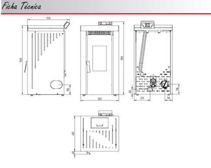 BRICOSOL Estufa de pellets aire frontal cristal serigrafiado FM Modelo BP-200 Blanco_3
