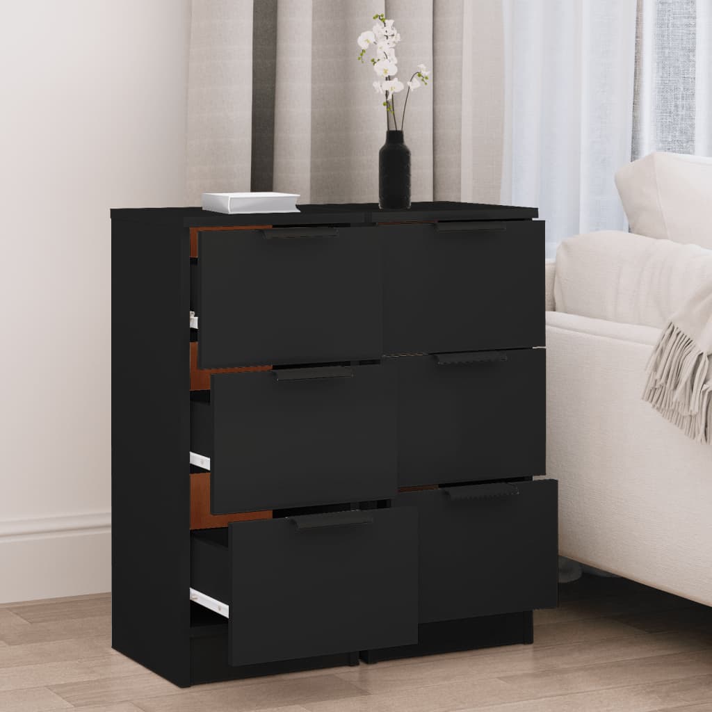Aparador De Madera Contrachapada Negro 30x30x70 Cm / Vetonek_5