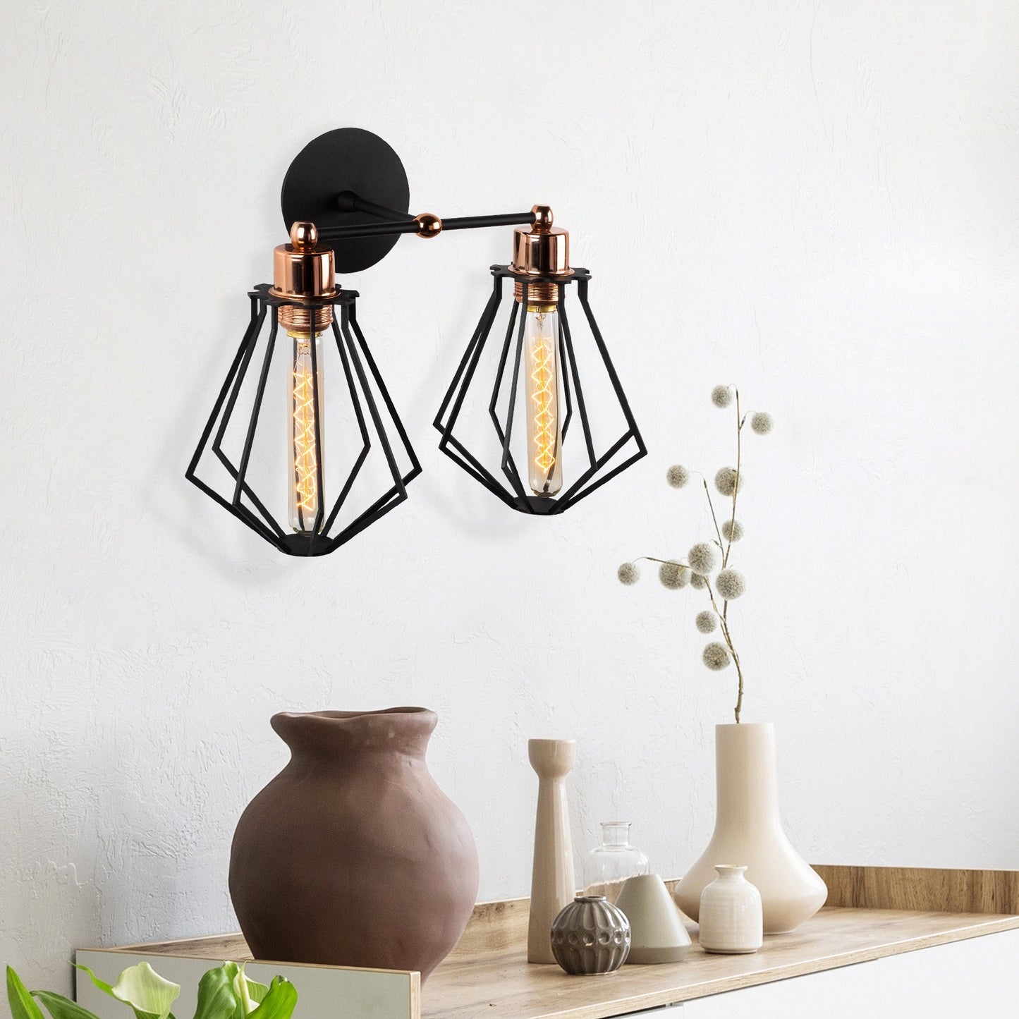 Aplique De Pared, Hierro , Negro, 38x38x30, Casquillo E 27 Max 40 W_5