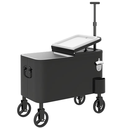Outsunny Carrito Nevera De 56l Con Ruedas Mango Ajustable Abrebotellas Negro_0