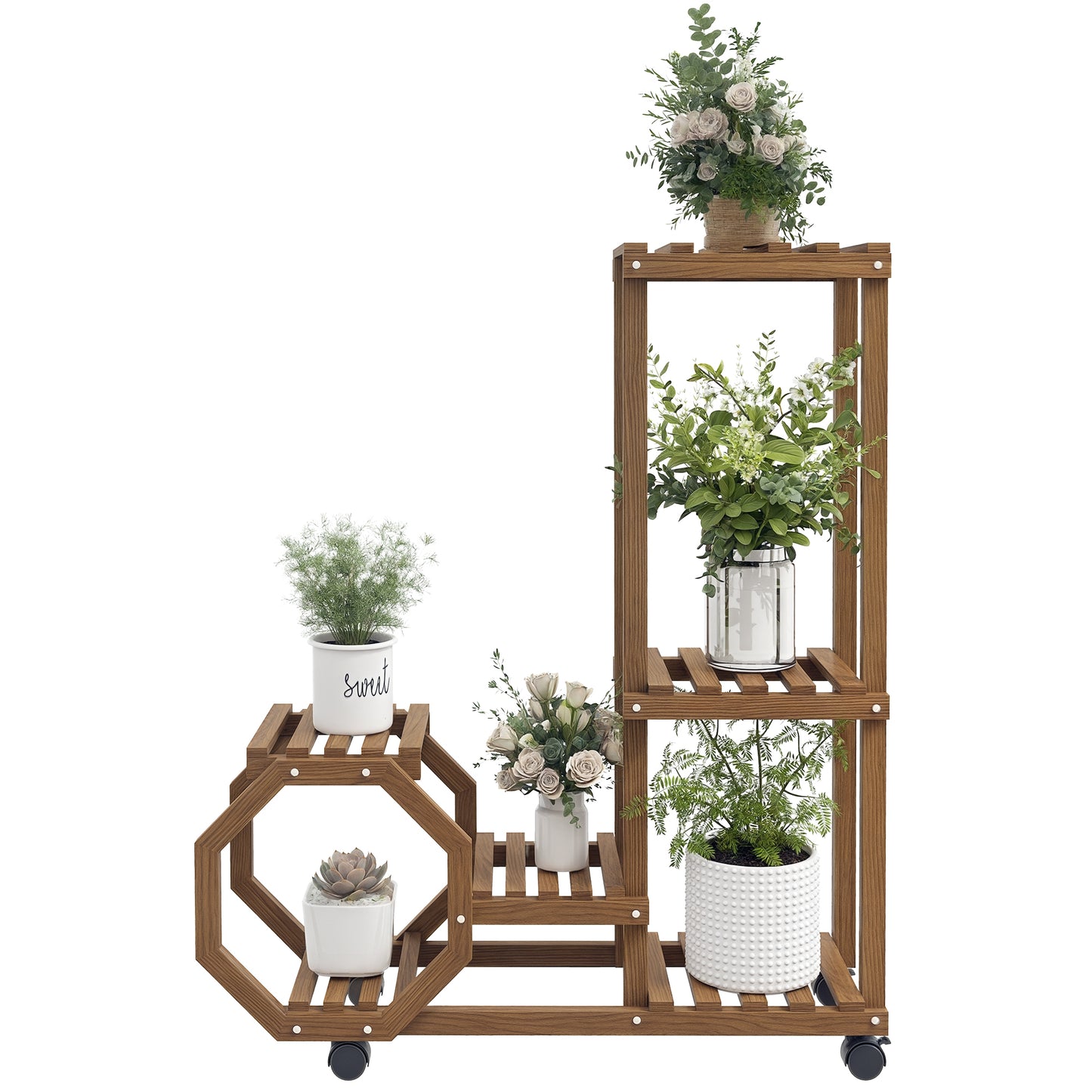 Outsunny Estantería Para Plantas De 5 Niveles 86x30x102 Cm Carbonizado_0